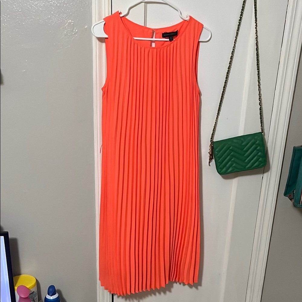 Banana Republic Orange Pleated Sheath Midi Dress